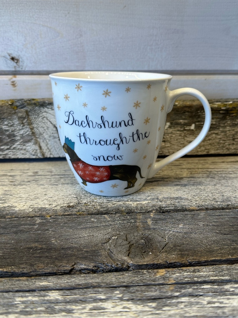Milly Green | “Dachshund Through The Snow” White Mug